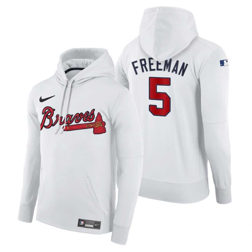 Men Atlanta Braves 5 Freeman white home hoodie 2021 MLB Nike Jerseys